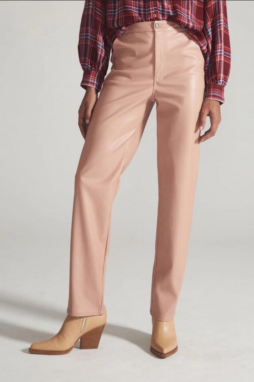 Anthropologie En Saison Lana Straight Leg Vegan Leather Pants Blush Pink Small